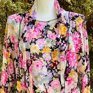 Holly Harp Vintage Flowered Silk Dress, sz S